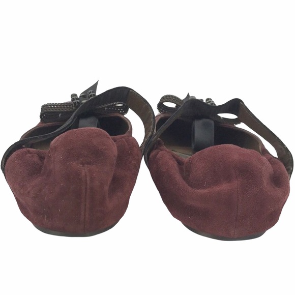 Marni ❤︎ Swarovski Crystal Mary Jane Bow Ballet Flats ❤︎ Plum + Lavender Suede - Picture 4 of 15